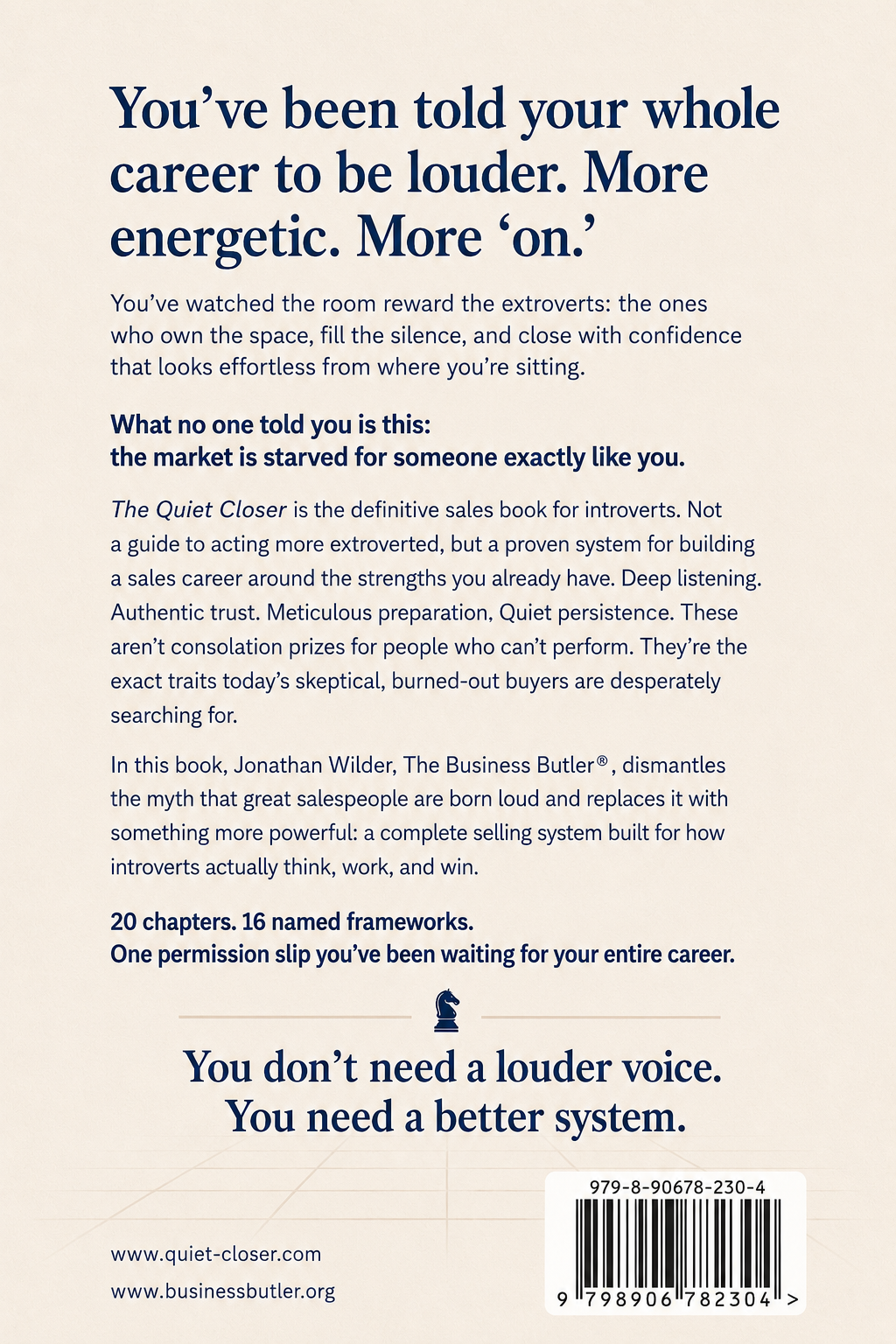 Back cover of The Quiet Closer